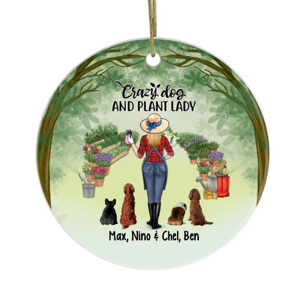 Personalized Ornament, Crazy Dog And Plant Lady, Christmas Gift For Gardeners And Dog Lovers