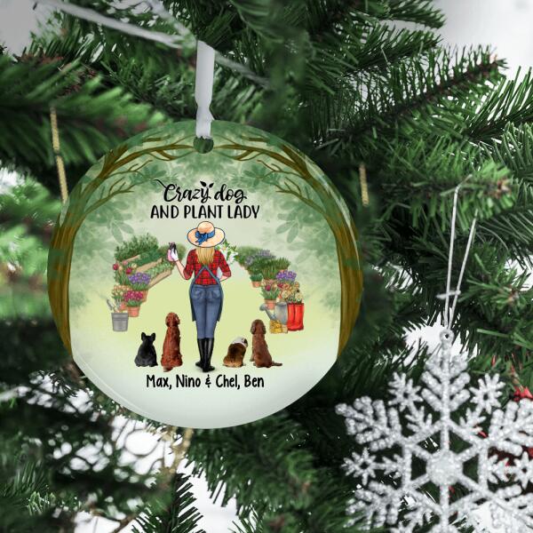 Personalized Ornament, Crazy Dog And Plant Lady, Christmas Gift For Gardeners And Dog Lovers