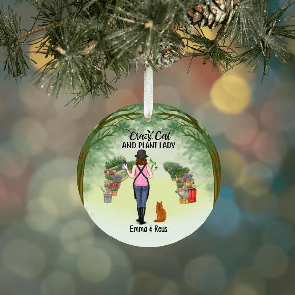 Personalized Ornament, Life Is Better With Plants And Cats, Christmas Gift For Gardeners And Cat Lovers