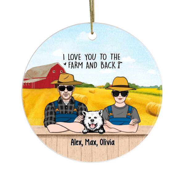 Personalized Ornament, Farming Couple With Pets, Christmas Gift For Farmers, Dog Lovers, Cat Lovers