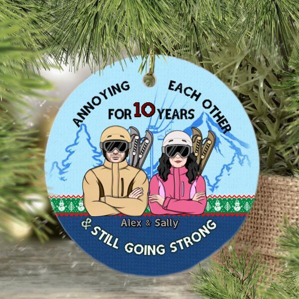 Personalized Ornament, Anniversary Gift For Skiing Couple, Annoying Each Other And Still Going Strong