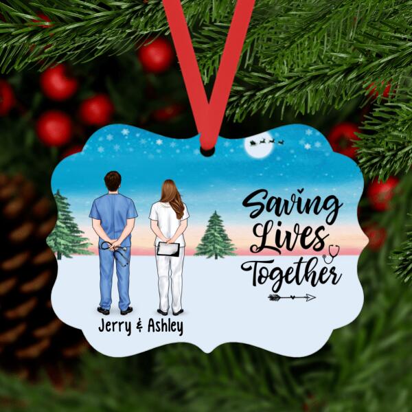 Personalized Ornament, Saving Lives Together, Doctor Couple, Friends And Colleagues, Christmas Gift For Doctors