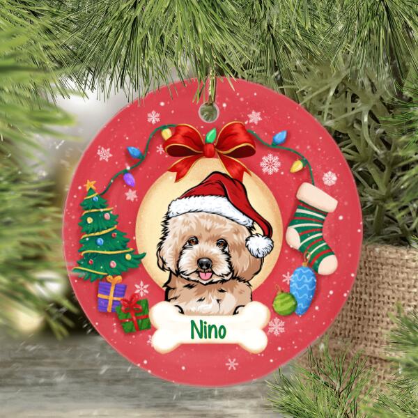 Personalized Ornament, Dog Peeking, Christmas Gift For Dog Lovers