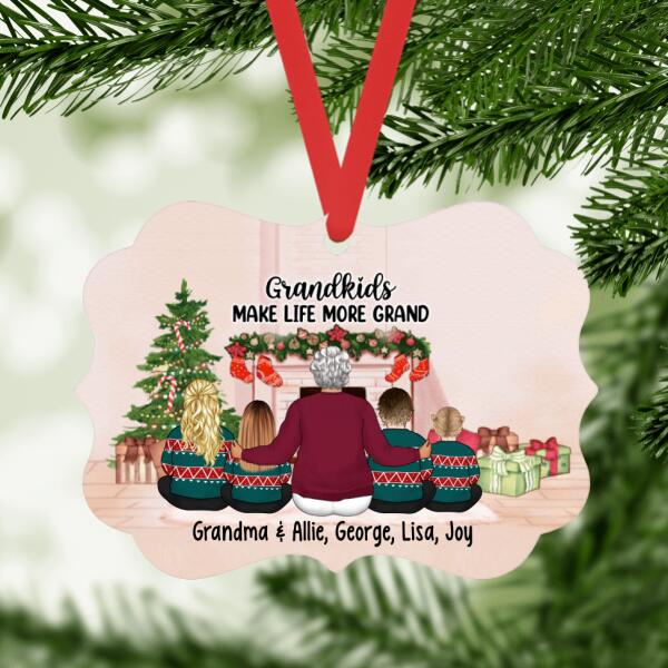 Grandkids Make Life More Grand - Christmas Personalized Gifts - Custom Ornament for Grandma for Grandkids