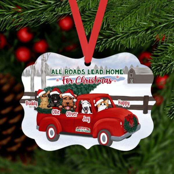 Personalized Ornament, All Roads Lead Home For Christmas, Dogs & Cats Christmas Car, Christmas Gift For Dog, Cat Lover, Family