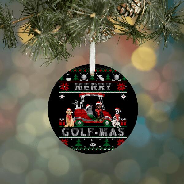 Personalized Ornament, Merry Golf-Mas With Pets, Christmas Gift For Golfing Lovers, Dog And Cat Lovers