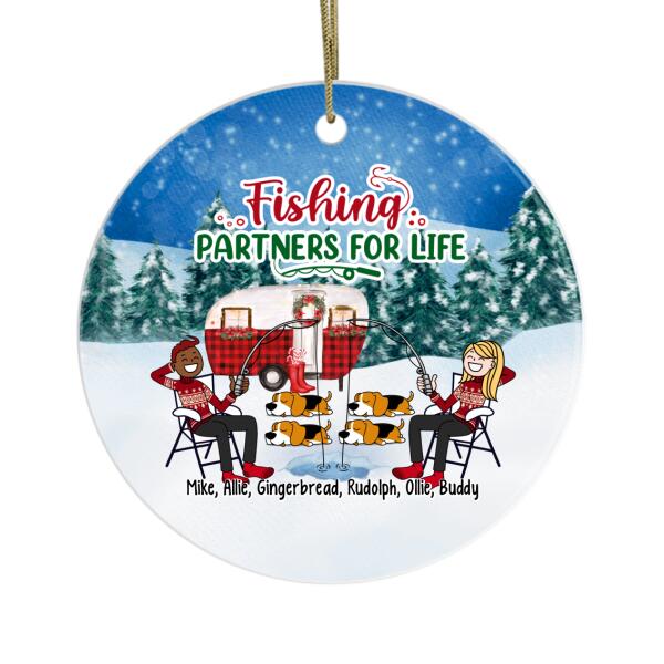 Personalized Ornament, Up To 4 Dogs, Fishing Partners For Life, Christmas Gift For Fishing Fans, Couples, Friends