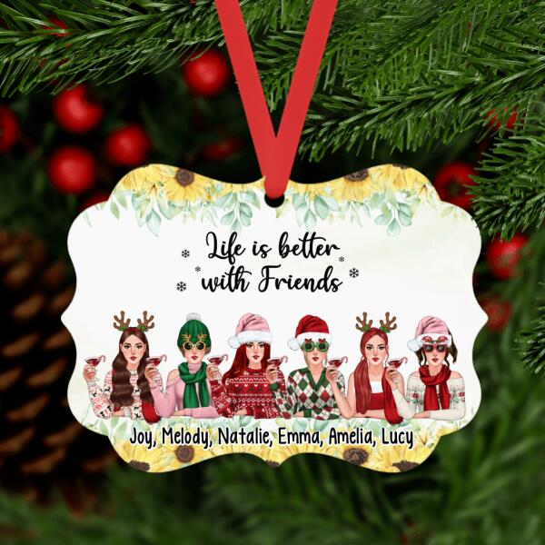 Personalized Ornament, Besties Sisters Drinking Together, Christmas Gift For Sisters, Best Friends