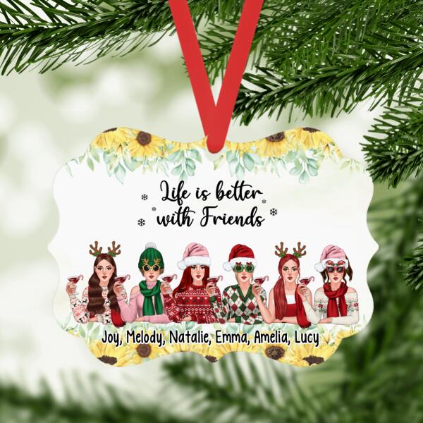 Personalized Ornament, Besties Sisters Drinking Together, Christmas Gift For Sisters, Best Friends