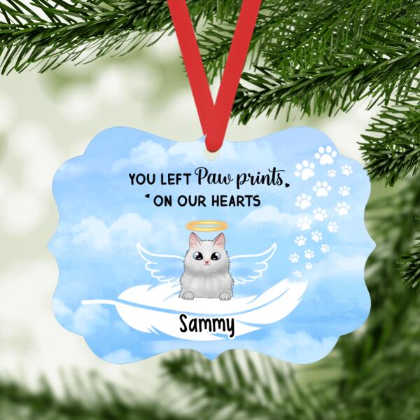 Personalized Ornament, You Left Paw Prints On Our Hearts, Memorial Gift For Dog/Cat Loss, Christmas Gift For Dog Lover, Cat Lover