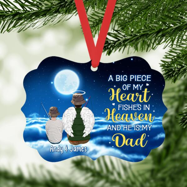 Heart in Heaven Dad - Christmas Personalized Gifts Custom Memorial Ornament for Dad, Memorial Gifts