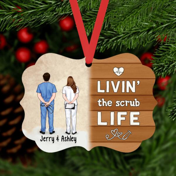 Personalized Ornament, Livin' The Scurb Life, Doctor Couple, Friends And Colleagues, Christmas Gift For Doctors