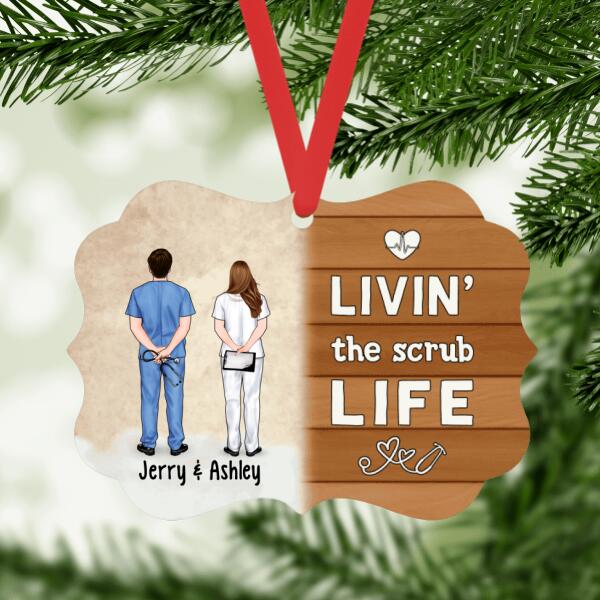Personalized Ornament, Livin' The Scurb Life, Doctor Couple, Friends And Colleagues, Christmas Gift For Doctors