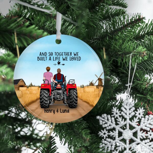 Personalized Ornament, Tractor Driving Couple, Gift For Farmers
