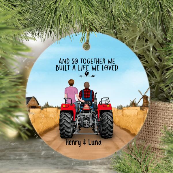 Personalized Ornament, Tractor Driving Couple, Gift For Farmers