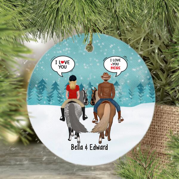 Personalized Ornament, Horse Riding Couple In Conversation, Christmas Gift For Horse Lovers, Couple