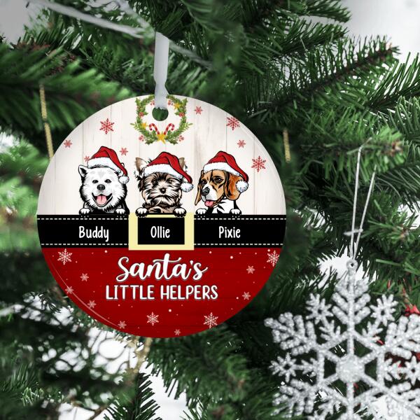 Personalized Ornament, Up To 3 Dogs, Santa's Little Helpers, Christmas Gift For Dog Lovers