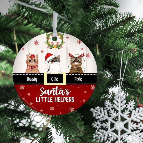 Personalized Ornament, Up To 3 Cats, Santa's Little Helpers, Christmas Gift For Cat Lovers