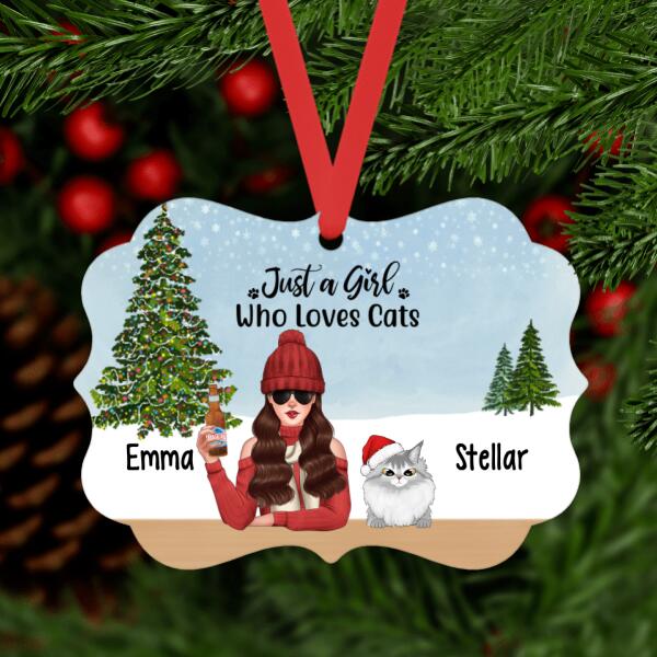 Personalized Ornament, Just A Girl Who Loves Cats, Christmas Gift For Cat Lovers