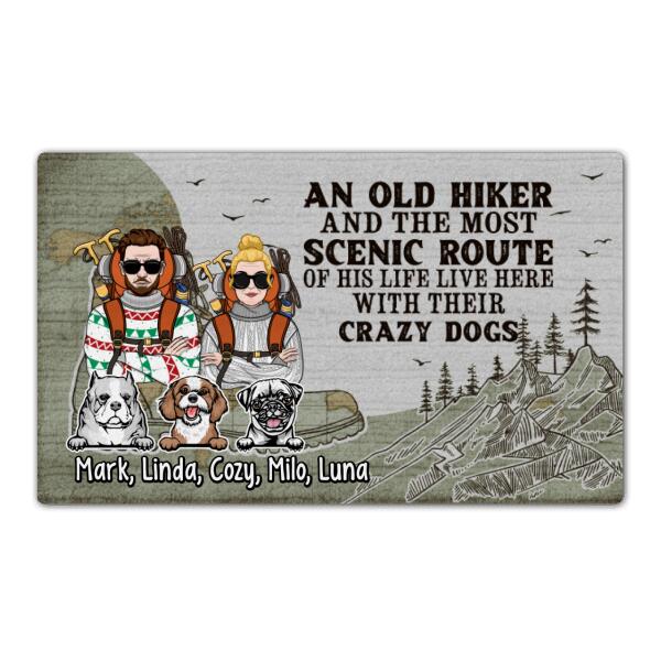 An Old Hike and the Most Scenic Route - Personalized Gifts Custom Dog Doormat for Couples, Dog Lovers, Family Gifts