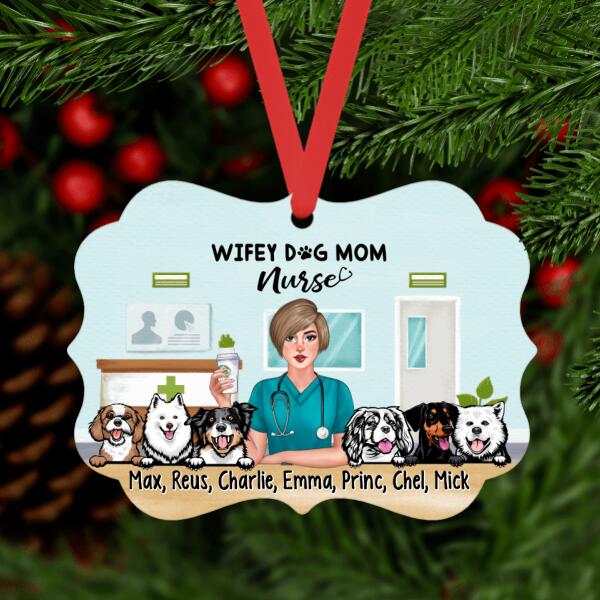 Wifey, Dog Mom, Nurse - Christmas Personalized Gifts - Custom Dog Lover's Ornament for Dog Mom and Dog Lovers