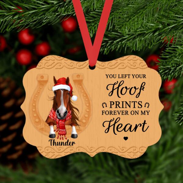 Personalized Ornament, You Left Hoof Prints Forever On My Heart, Memorial Gift For Horse Loss, Christmas Gift For Horse Lover