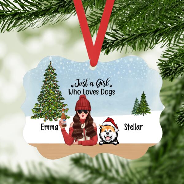 Personalized Ornament, Just A Girl Who Loves Dogs, Christmas Gift For Dog Lovers