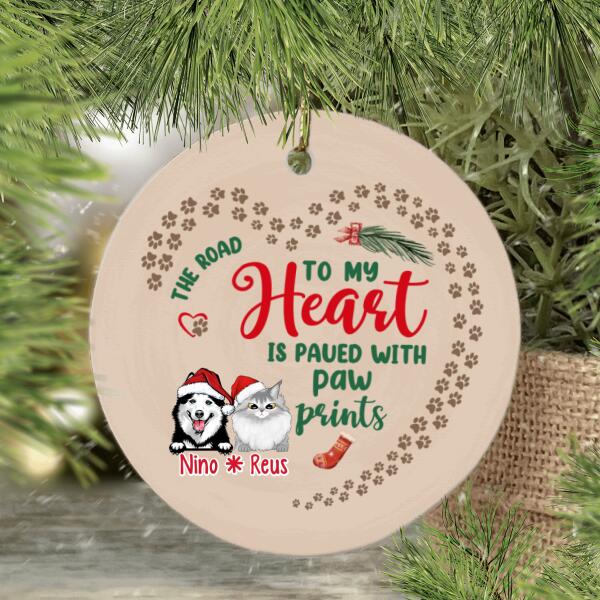 Personalized Ornament, The Road To My Heart Is Paved With Paw Prints, Christmas Gift For Pet Lovers, Dog Lovers, Cat Lovers