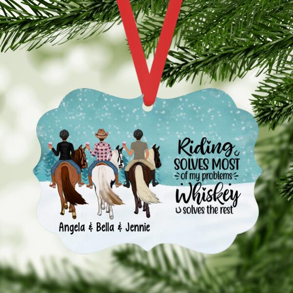 Personalized Ornament, Girls Riding and Drinking - Best Friends Gift, Christmas Gift for Horse Lovers, Drinking Lovers