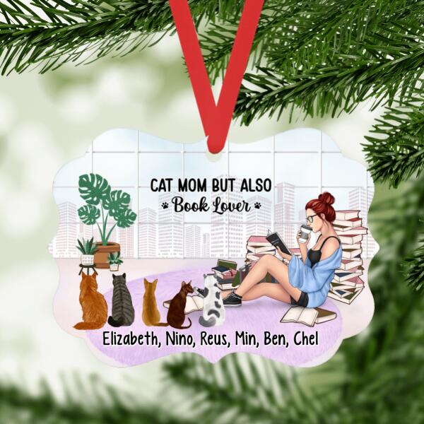 Cat Mom But Also Book Lover - Personalized Gifts Custom Cat Ornament For Cat Mom, Cat Lovers