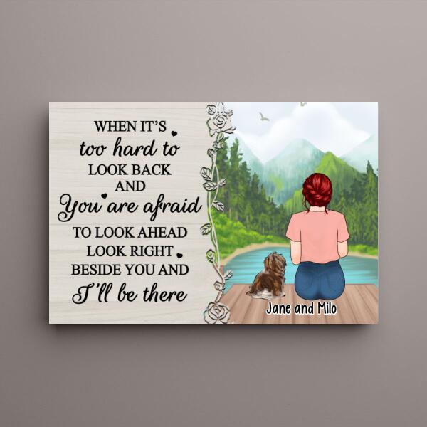 Personalized Canvas, Woman Sitting With Dogs, Cats, Gift For Dog, Cat Lover