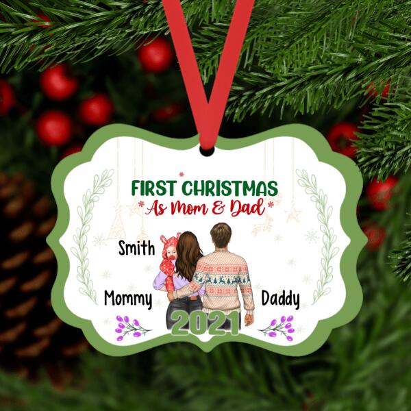 First Christmas as Mom and Dad - Personalized Christmas Gifts, Custom Family Ornament for Mom and Dad, Family Gifts