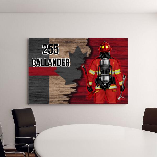 Personalized Canvas, Half Flag Canadian Firefighter Man/Woman, Gift For Firefighter Lovers