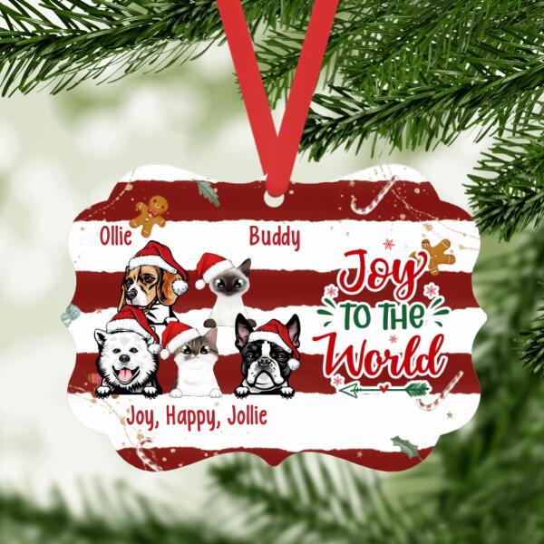 Personalized Ornament, Up To 5 Pets, Christmas Gift For Dog Lovers, Cat Lovers, Joy To The World, Christmas Theme