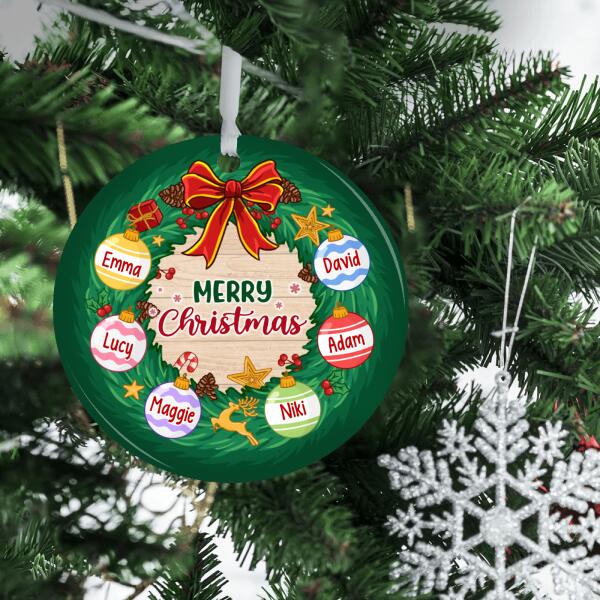 Personalized Ornament, Christmas Ball Wreath Family, Christmas Gift For Family