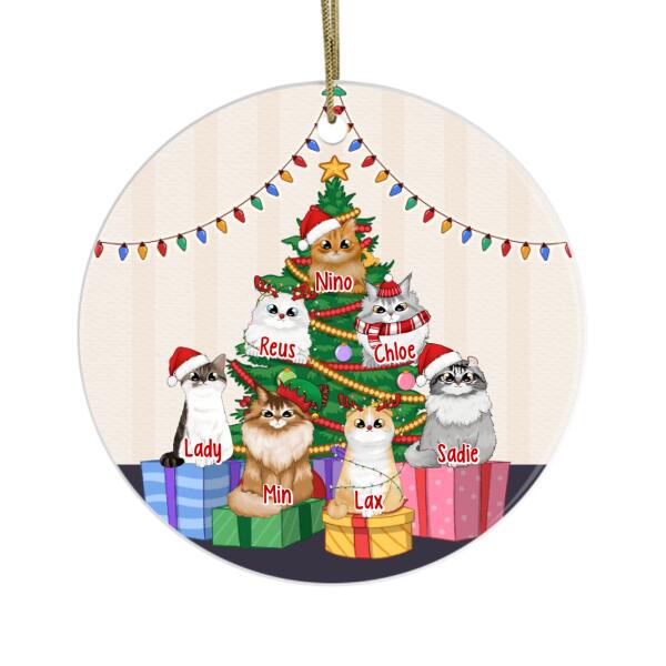 Personalized Ornament, Cat Around Christmas Tree, Christmas Gift For Cat Lovers
