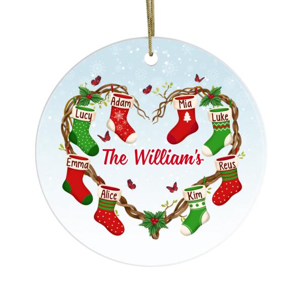 Christmas Heart Stockings - Personalized Gifts for Christmas - Custom Family Ornament for Grandparents and Family Gifts