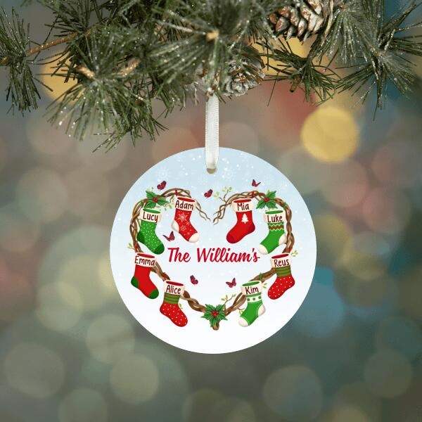 Christmas Heart Stockings - Personalized Gifts for Christmas - Custom Family Ornament for Grandparents and Family Gifts