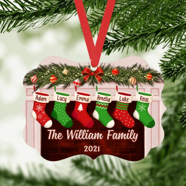 Personalized Ornament, Christmas Stockings Hanging Over Fireplace, Christmas Gift For Family