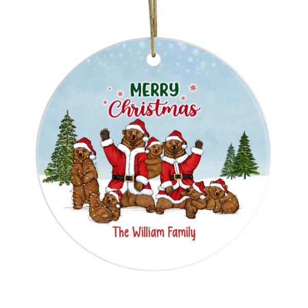 Personalized Ornament, Merry Christmas Bear Family, Couple With Kids, Christmas Gift For Family