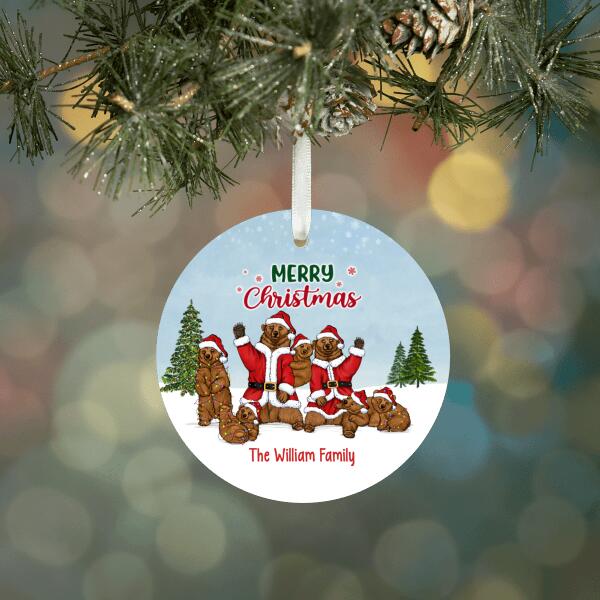 Personalized Ornament, Merry Christmas Bear Family, Couple With Kids, Christmas Gift For Family