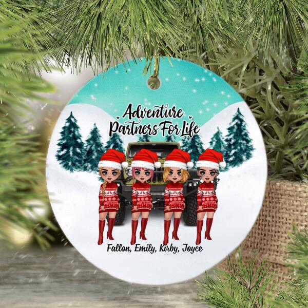 Personalized Ornament, Up To 4 Girls, Christmas Gift For Sisters, Friends, Adventure Partners For Life