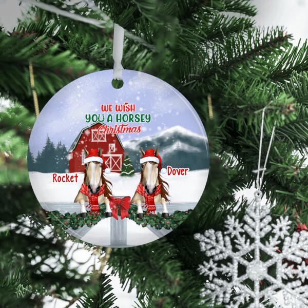 Personalized Ornament, Merry Christmas Horse Barn, Christmas Gift For Horse Lover, Family