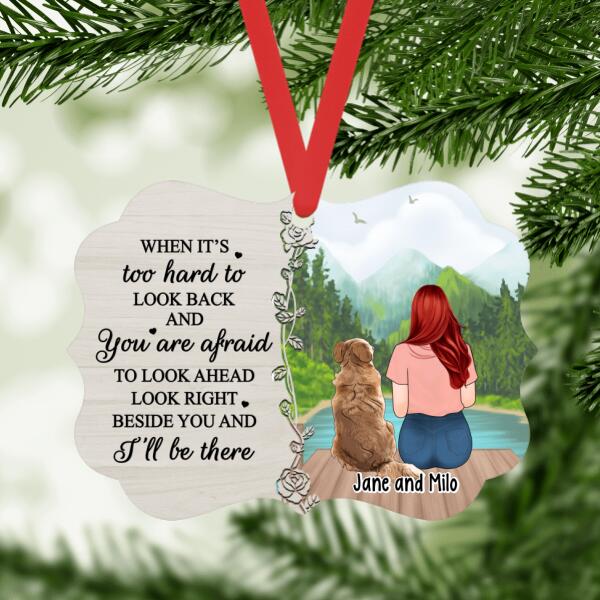 Personalized Ornament, Woman With Dog, Cat, We'll Always Be By Your Side, Christmas Gift For Dog Lover, Cat Lover