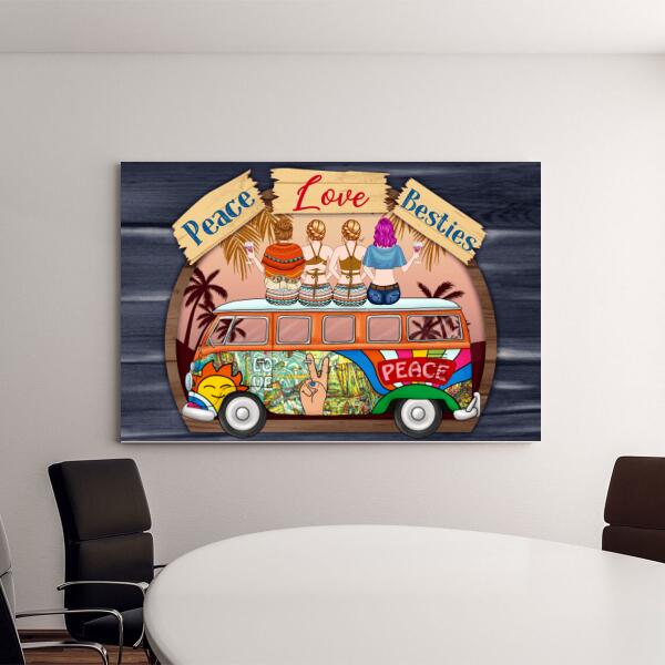 Personalized Canvas, Hippie Girls On Bus, Gift for Hippie Lovers