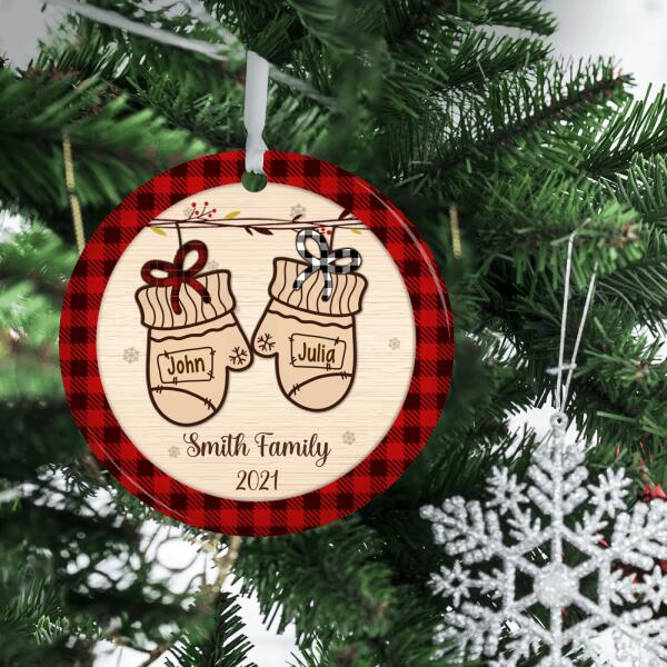 Personalized Ornament, Gloves Family, Up to 5 People, Christmas Gift For Just Married Couple, Family