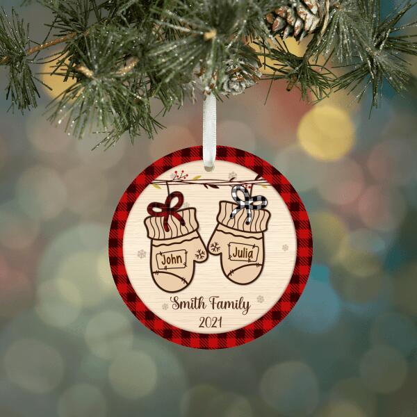 Personalized Ornament, Gloves Family, Up to 5 People, Christmas Gift For Just Married Couple, Family