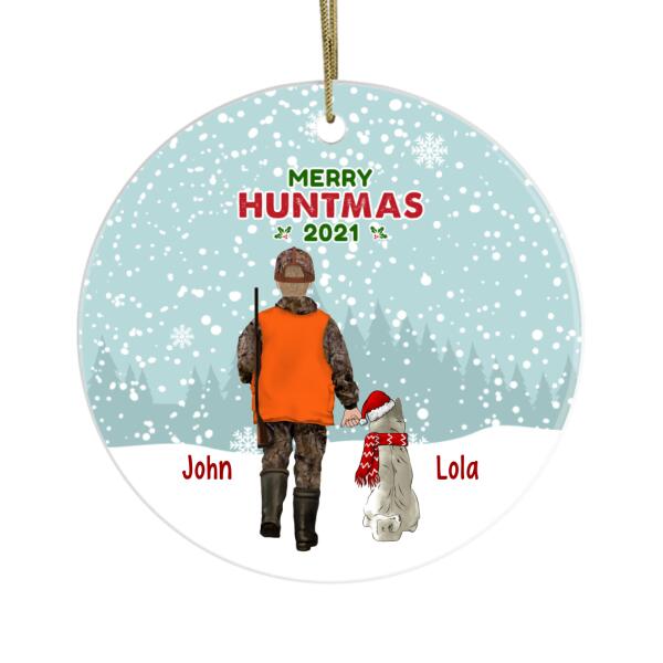 Personalized Ornament, Hunting Man with Dogs, Christmas Gift For Hunting and Dog Lovers