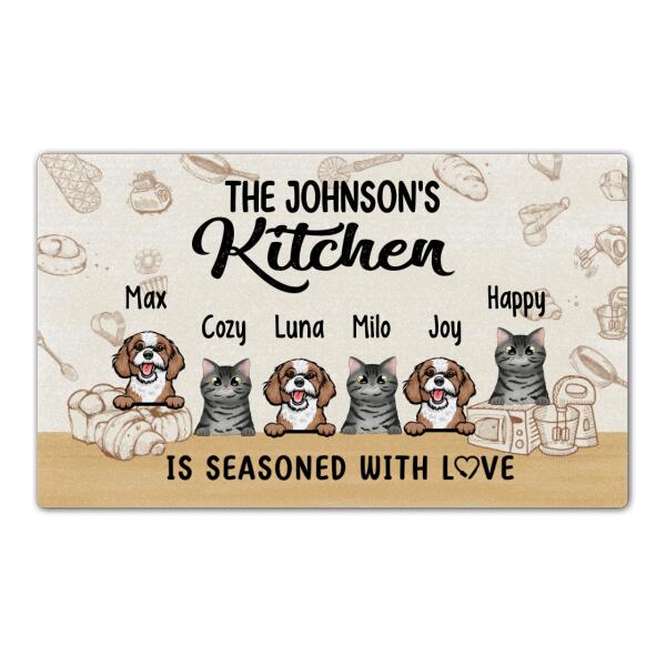 Seasoned With Love - Personalized Gifts Custom Dog Doormat for Family, Dog Lovers, Cat Lovers