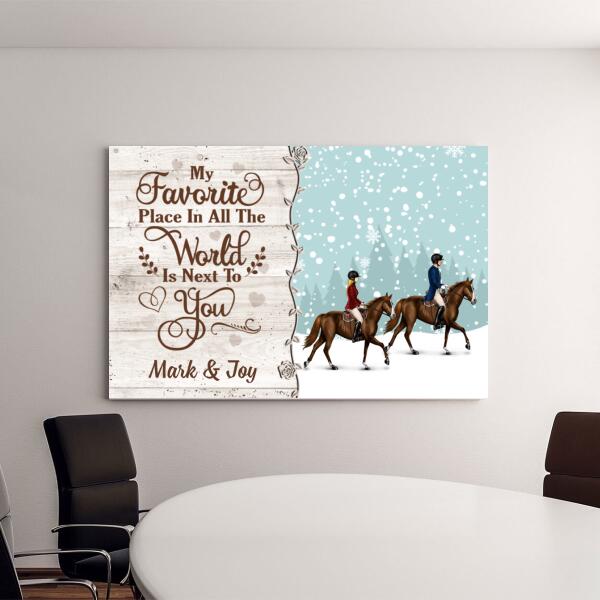 Personalized Canvas, Horse Riding Couple And Friends, Christmas Gift For Horse Lovers